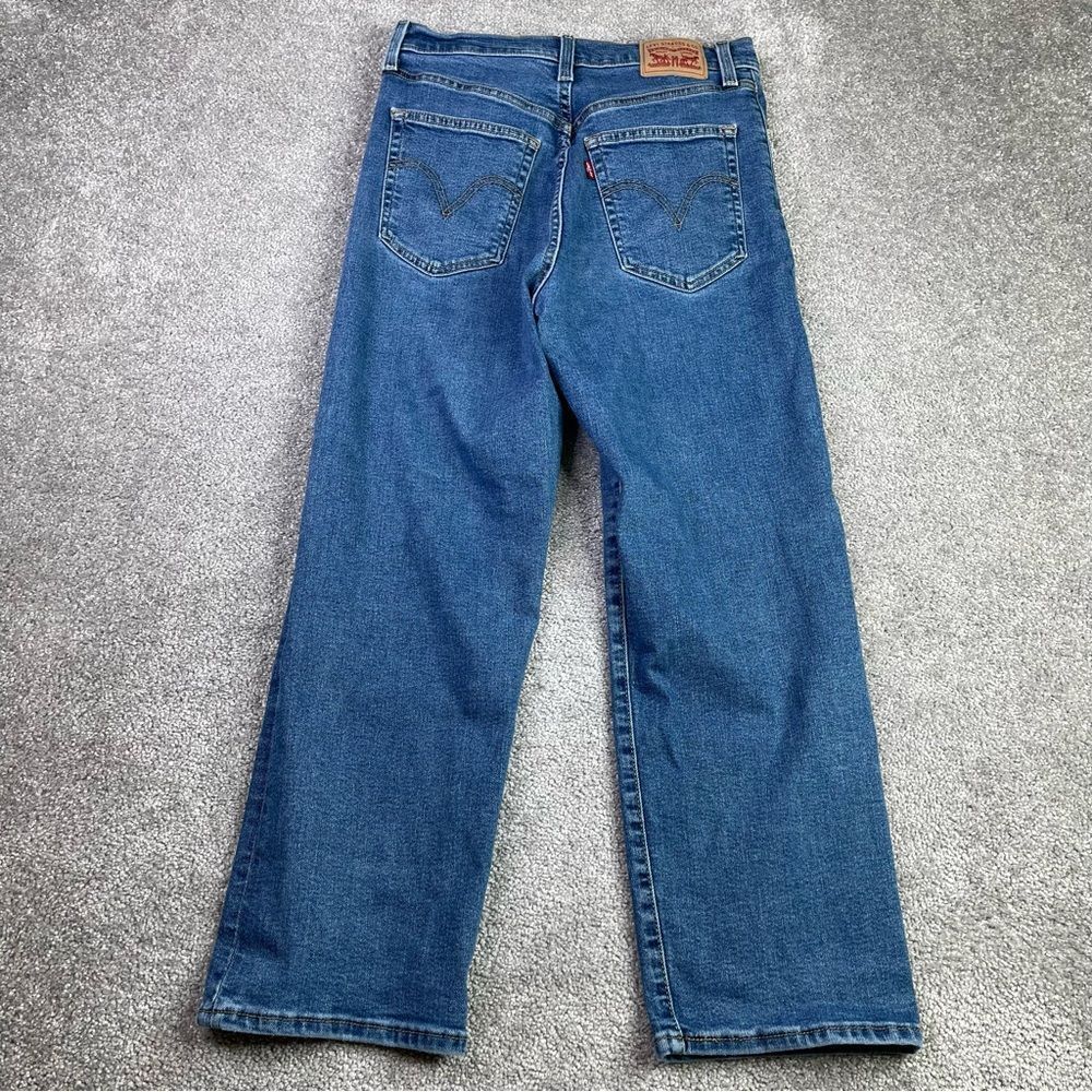 Levi’s Ribcage Jeans Women's 29 Blue Straight Ankle High Rise Button Fly - Picture 3 of 13